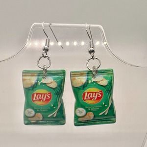 Lays Chips Earrings - Potato Chip Earrings - Food Earrings - Snack Earrings